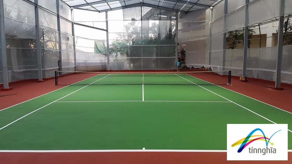 Sửa và sơn lại 02 lớp sơn Nova sports sân tennis Thanh Niên   Đà Lạt