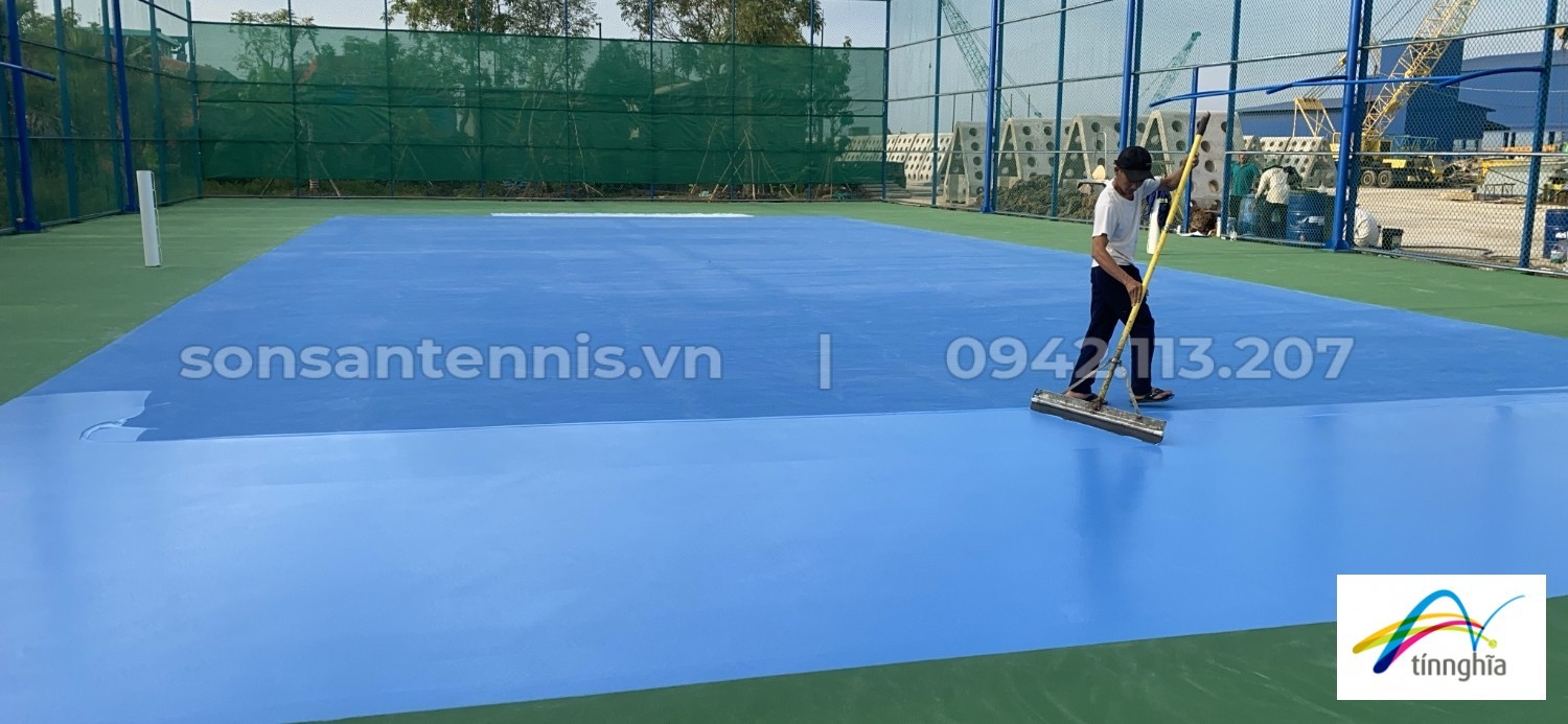 Sơn sân tennis tiêu chuẩn quốc tế cho công ty Việt Nhật, Mỹ Tho
